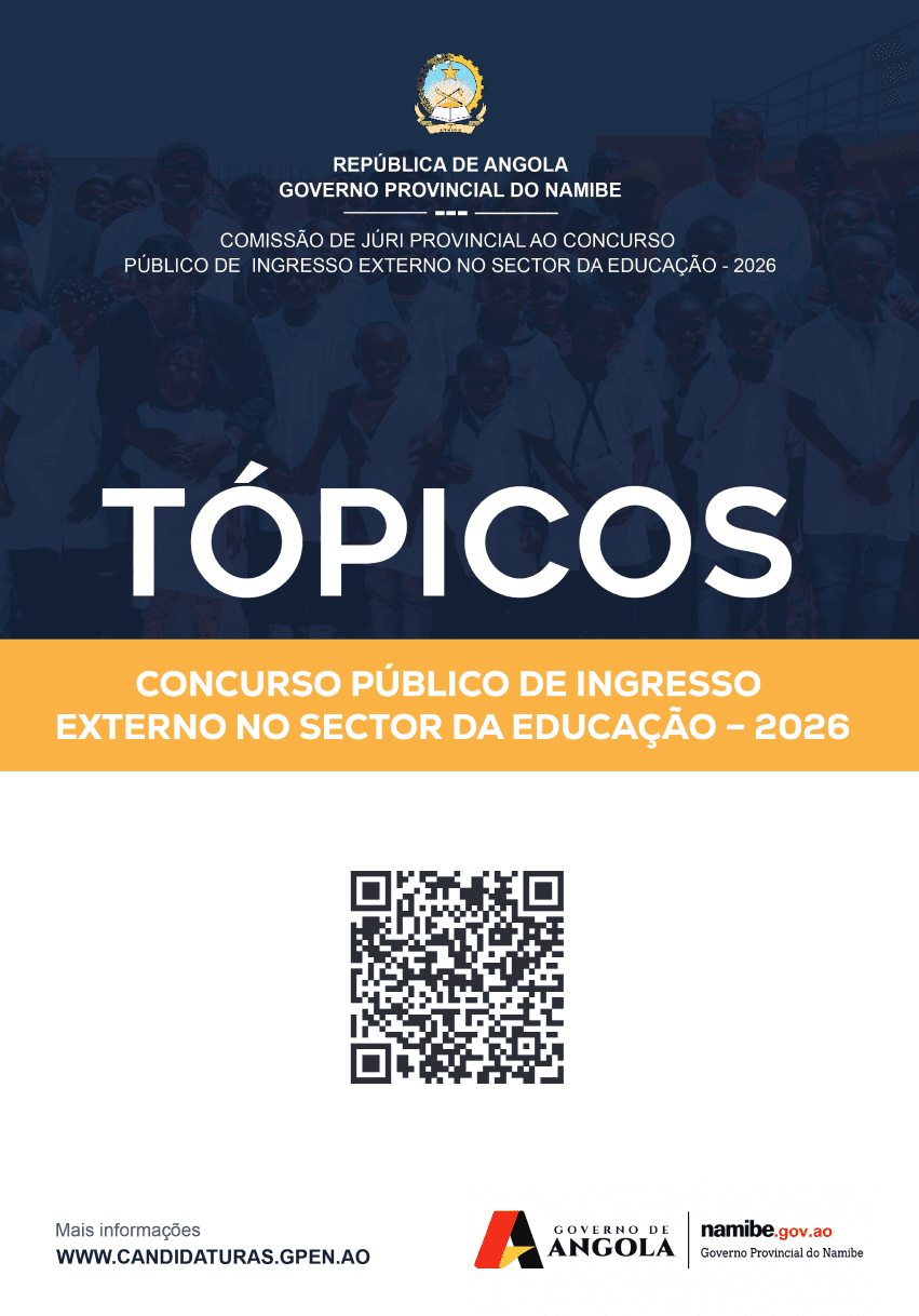 Capa dos Tópicos da prova escrita — Concurso Público de Ingresso Externo no Sector da Educação 2026